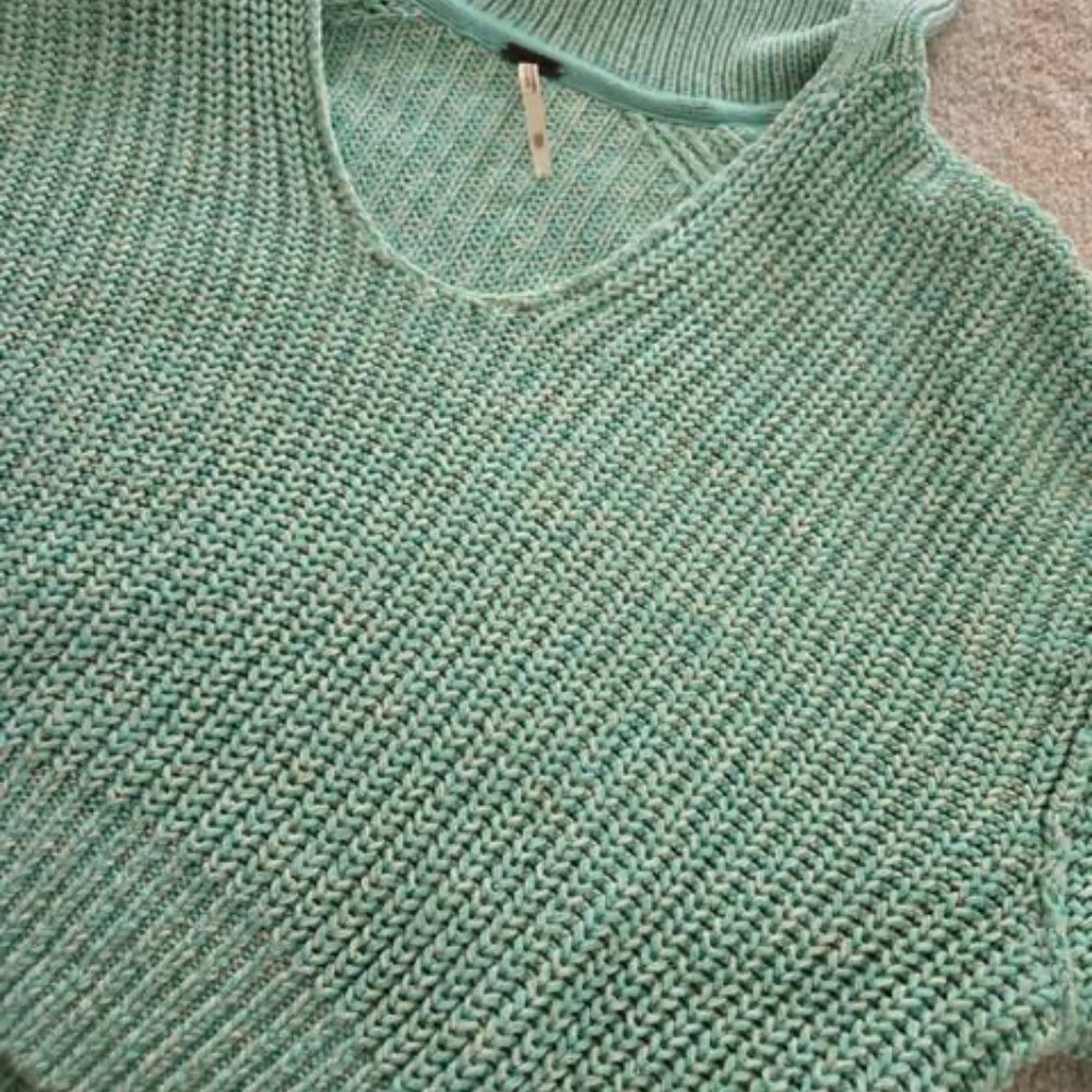 Free people turquoise cotton sweater XS - Picture 4 of 6